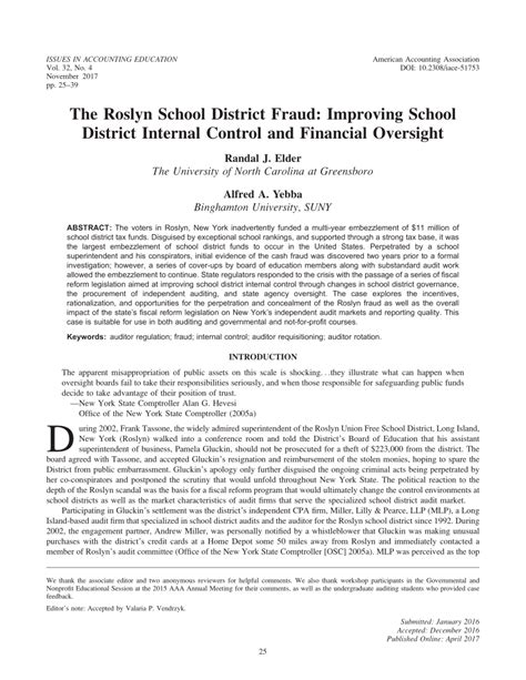 (PDF) The Roslyn School District Fraud: Improving School District .